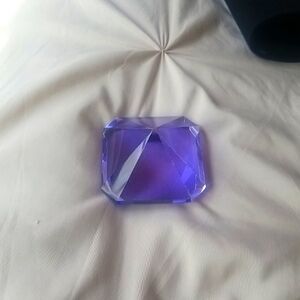 *Rare* Oleg Cassini Signed Cobalt Sapphire Square Cut Crystal Paperweight